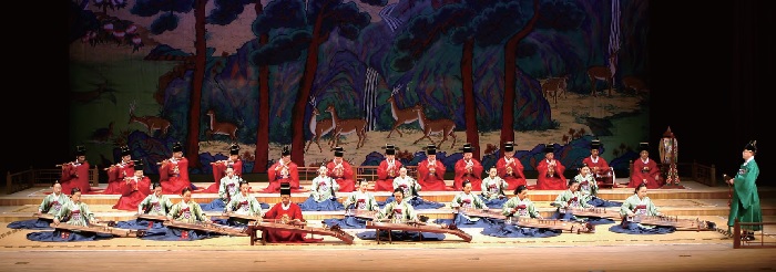 Performance of Yeomillak )“Joy of the People”(, court music composed during the reign of King Sejong in the 15th century.