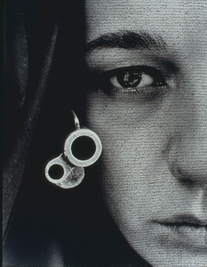 Neshat’s “Speechless” is part of her 1996 series of photographs, “Women of Allah.” (photo courtesy of Gladstone Gallery, New York and Brussels)