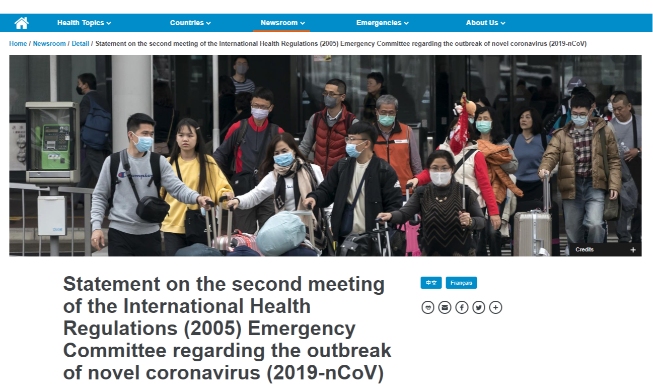 منظمة الصحة العالمية تبلغ حالات الطوارئ الصحية ضد فيروس كورونا المستجد