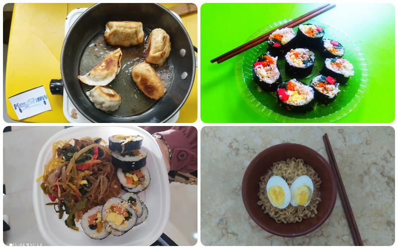 تظهر الصورة بعض الأطباق الكورية التي قمت بتحضيرها (الصور من تصوير المراسلة الفخرية عنان شيماء)