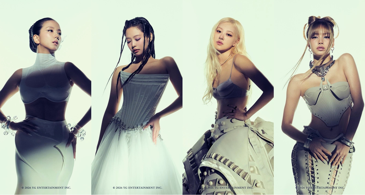 ملصق ترويجي للألبوم المصغّر الثالث لفرقة بلاك بينك بعنوان &rsquo;ديدلاين&lsquo;، والمقرر إصداره في 27 فبراير. (الصورة من وكالة واي جي إنترتينمنت).