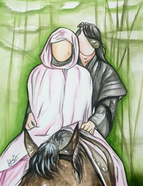 المشهد الاول (الصورة من رسم فاطمة عصام وجميع الحقوق محفوظة لفاطمة)