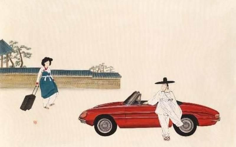 لوحة بعنوان فتاتي مرسومة علي الحرير الصورة من هام بو كيونج تم أخذ إذن بالإستخدام.