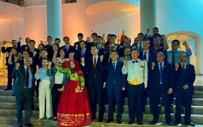 تسعى ناريمان بحماس لإنشاء أول علامة تجارية للهانبوك في مصر، وتشارك في كل الفعاليات الخاصة بالثقافة الكورية بحماس. تظهر الصورة الاحتفال باليوم الوطني الكوري عام 2022. (الصورة من ناريمان طلال)