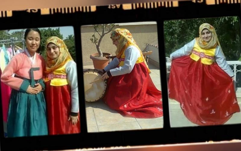 الصورة توضح ندى أثناء تجربتها للهانبوك (الصورة من ندى أنس)