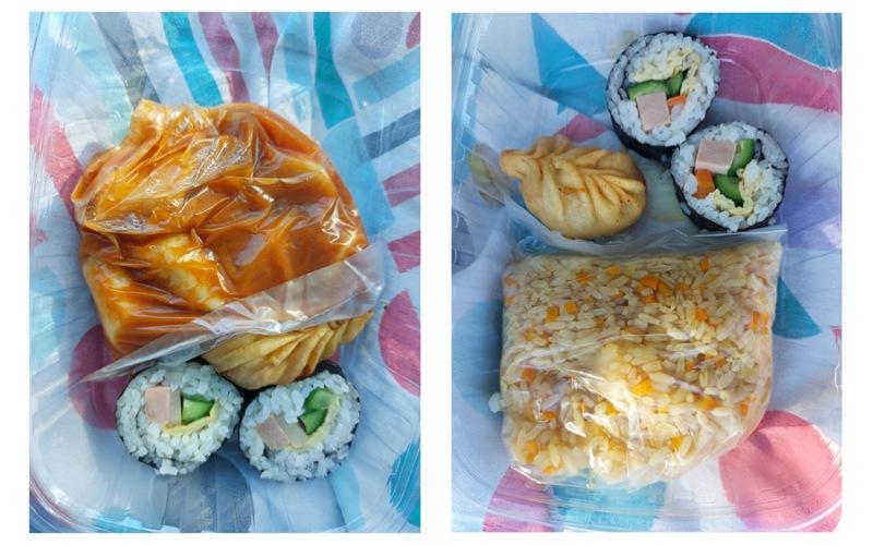 الصورة توضح وجبات الطعام الكوري التي قدمت لنا من مطعم كامليا كوريان كوسين.