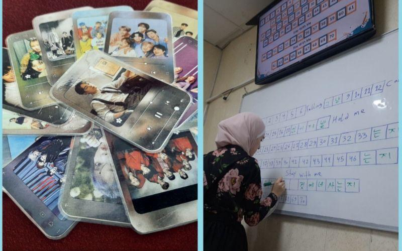 الصورة لإحدى الورش التعليمية والترفيهية في أكاديمية آرام، ورشة الأغاني الكورية. (الصورة من مرام الخطيب)