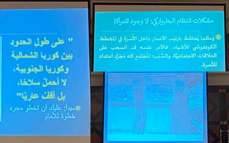 صورة لشاشة العرض خلال ندوة د محمود (الصورة من إيمان أحمد)
