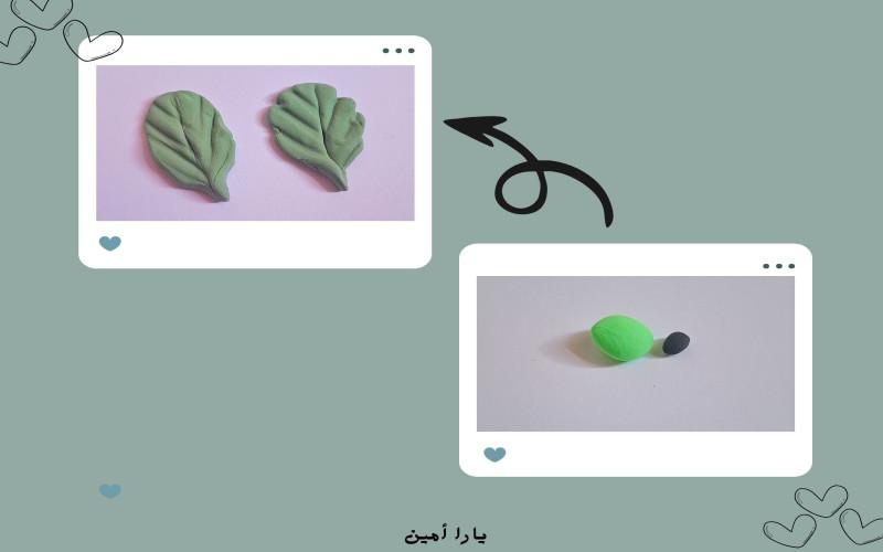 في تلك الصوره تم دمج صلصال الفوم الأخضر الفاتح مع الأسود لكي يعطي لون أخضر غامق مثل ورقه الشجرة. (الصوره من يارا امين)