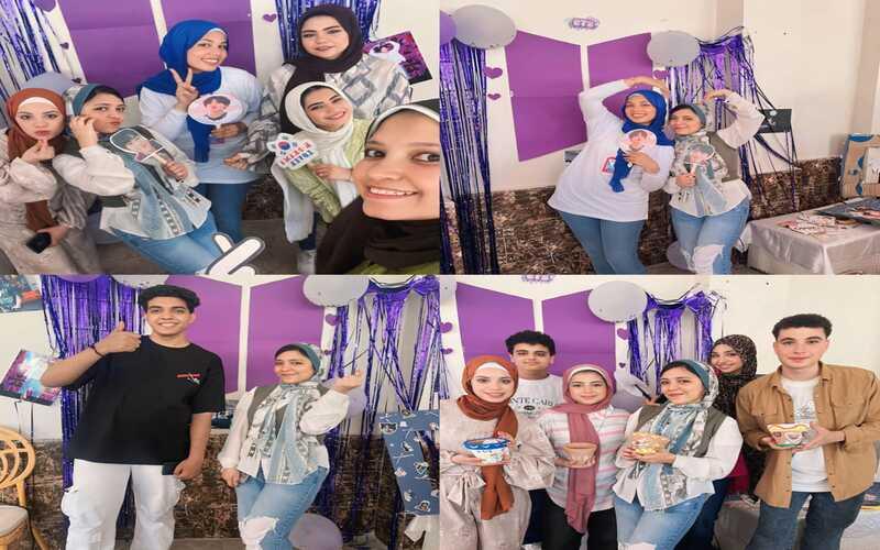 صورة مجمعة في الخلفية ديكور بي تي إس مع أصدقائي. (الصورة من كريمة نبيل)