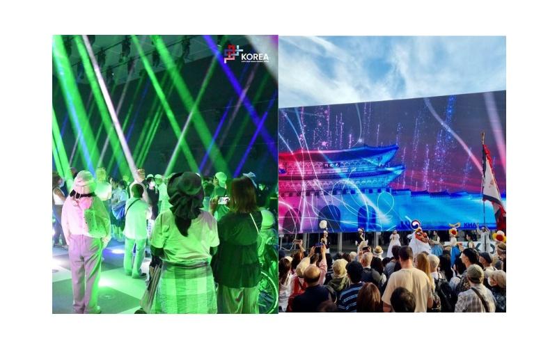 الصور تظهر عروضا اخرى للجناح الكوري بين فن الماضي وحداثة المستقبل مع الزائرين للجناح. (الصور من حساب الجناح الكوري لمعرض إكسبو على الإنستغرام)