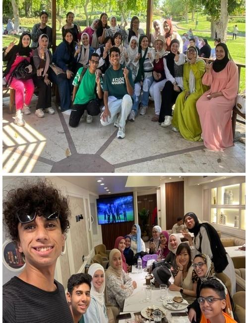 الصورة توضح المعلمة كيم إين-جونغ مع طلابها في القاهرة والإسكندرية. (الصورة من كيم إين-جونغ وتم أخذ الإذن باستخدامها)