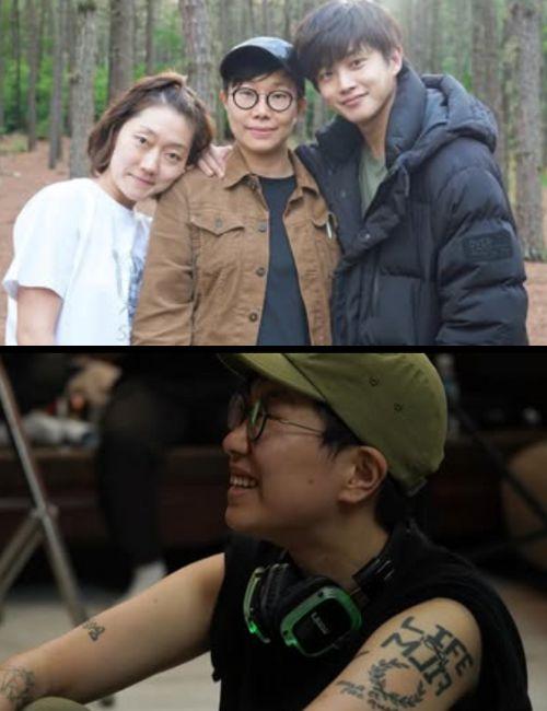 صورتان للمخرجة هان جاي خلال كواليس أفلامها. (الصور من المخرجة هان جاي وتم أخذ الإذن باستخدامها)