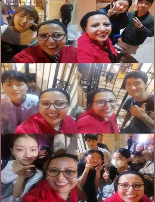 مجموعة من الصور لي مع العارضين عقب انتهاء العرض. (الصور والتصميم من أمنيه أمير)