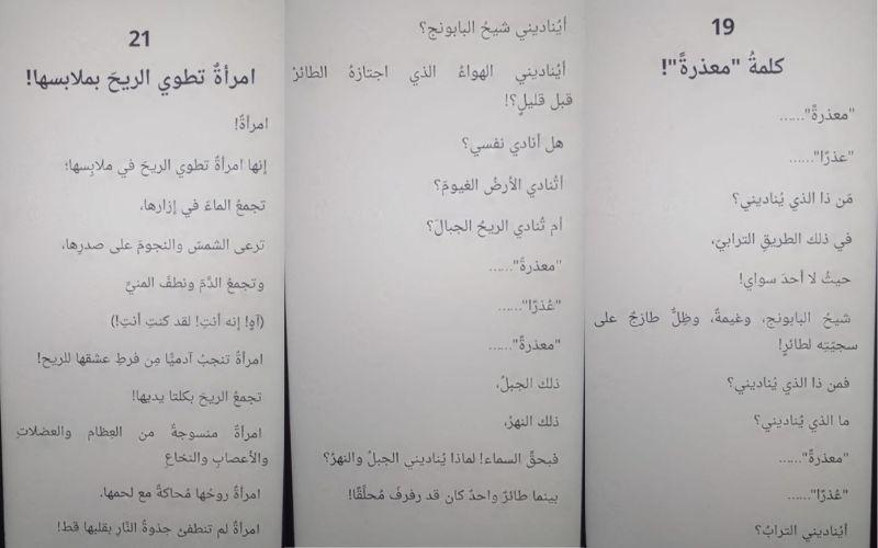 أجزاء من قصائد ديوان الأمل وحيدا. (تعود حقوق الصور إلى دار صفصافة للنشر)