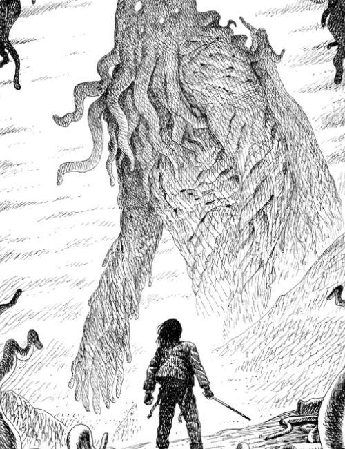 رسمة من الرواية المصورة نداء الصديق. (الصورة من الموقع الرسمي لتشوي جاي هون وتم أخذ الإذن لاستخدامها)