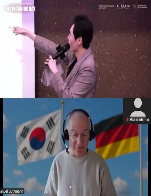 صورة للمنسق روبن والمراسل الألماني مانويل عندما تم اختيار خلفيته افضل خلفية- الصور من شهد احمد.