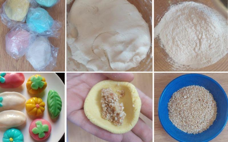 الصورة تظهر خطوات تحضير كعك الأرز 'سونغبيون'. (الصورة من غدير محمد.)