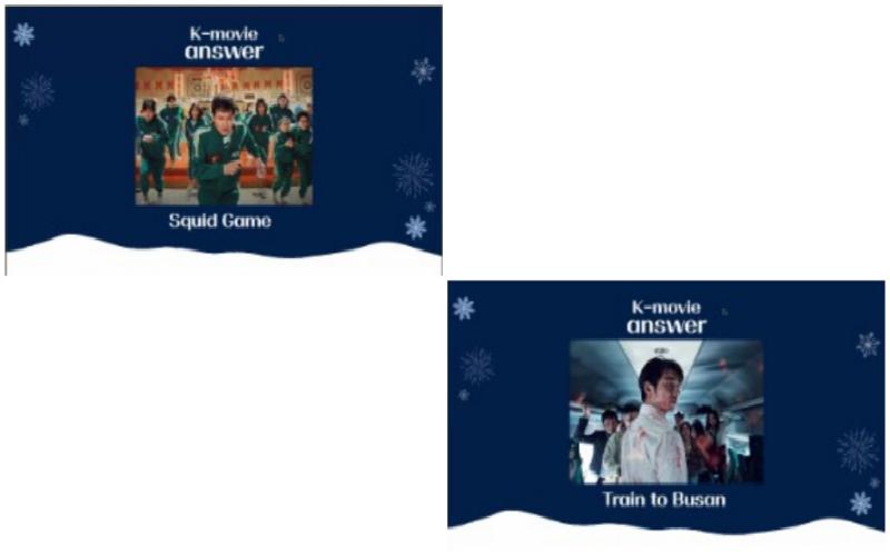 صورة توضح صورة لدراما لعبة الحبار من اليسار، وفيلم قطار إلى بوسان من اليمين. (مصدر الصورة المراسلة الفخرية ياسمين فرحات.)