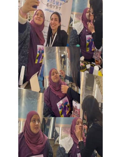 الصورة للفائزة أثناء جلسة العناية بالبشرة. (الصورة من المراسلة أسماء النحاس)