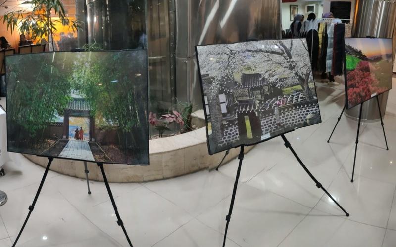 صورة لبعض الصور المعروضة بمعرض الصور للتعرف على كوريا. (الصورة من زينب نيازي حسن)