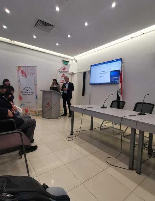 مدير المركز الثقافي الكوري بمصر ’أوه سونغ-هو‘ يقدم الكلمة الافتتاحية للفعالية - (الصورة من أمنيه أمير)