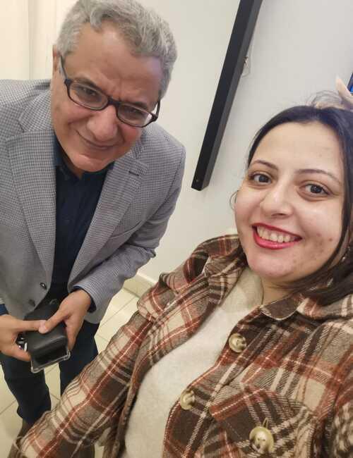 صورة لي مع الأستاذ الدكتور ’محمود عبدالغفار‘ عقب انتهاء الندوة- (الصورة من أمنيه أمير)