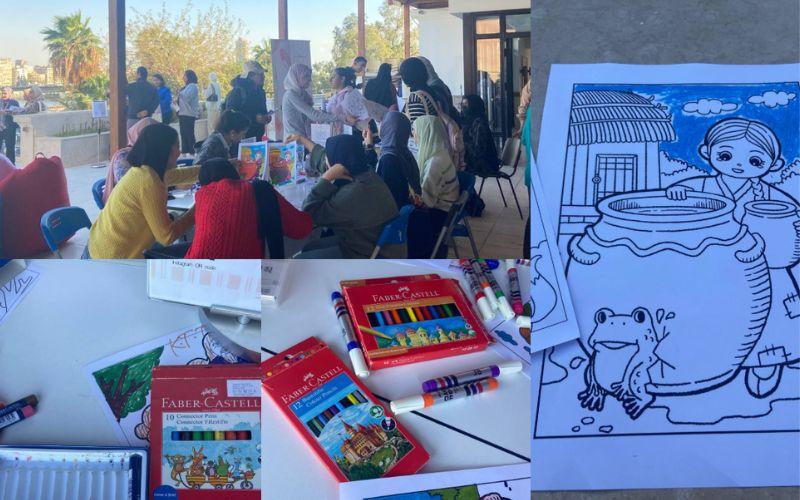 صور خلال ورشة التلوين. (الصور من إيمان الأشقر)