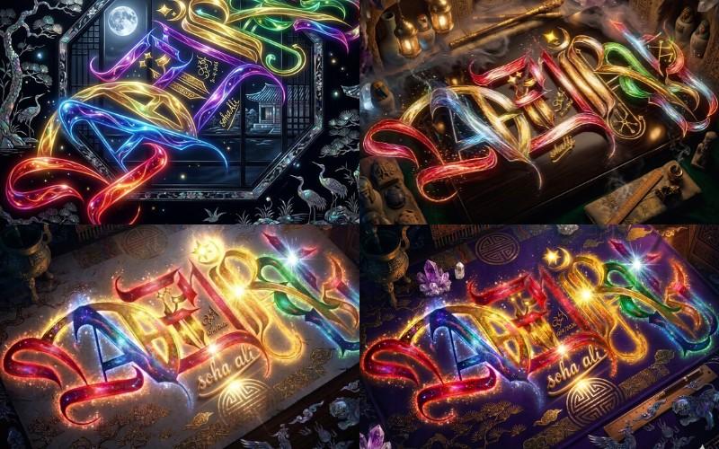 تجميعة لبعض التصميمات بالذكاء الاصطناعي للتصميم الأصلي. (الصورة من سها علي)