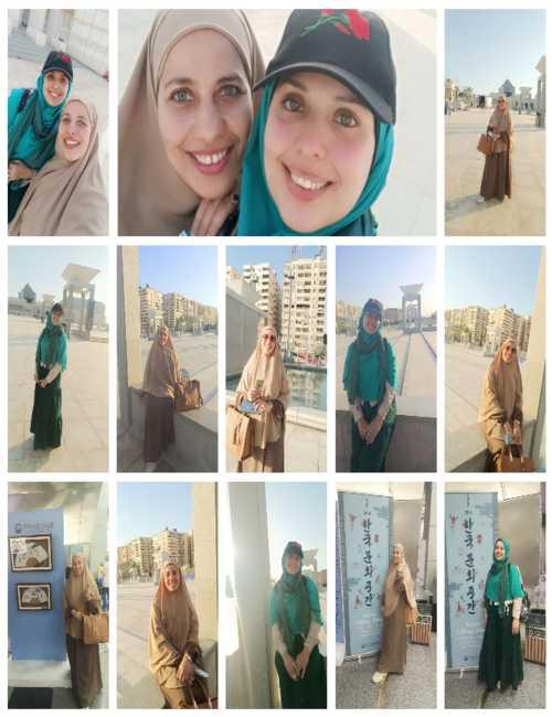 صوري انا واختي ندى في ساحة المتحف ومدخل المعرض الكوري (الصور من المراسلة مريم طه جاويش)