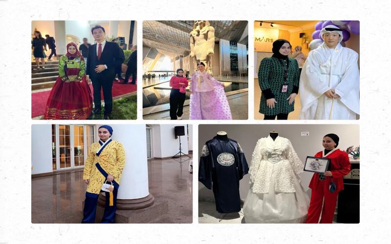 صور مجمعة لناريمان بتصميمات الهانبوك المختلفة. (الصورة من ناريمان طلال مع الإذن، تصميم غادة محمد)