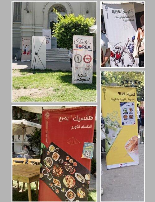 تظهر الصورة بعض اللوحات الإعلانية والبرامج الخاصة بالفعالية. (الصور من فداء محمد، وتم أخذ الإذن منها لاستخدامها في المقال)