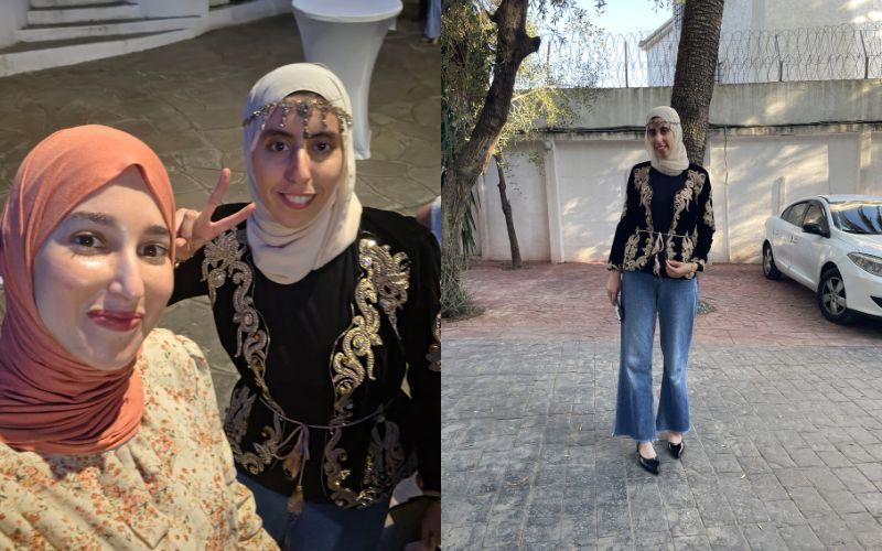 المراسلة الفخرية عنان شيماء خلال مشاركتها في الملتقى مرتدية زي &laquo;الكاراكو&raquo; الجزائري التقليدي. (المصدر: المراسلة الفخرية عنان شيماء)